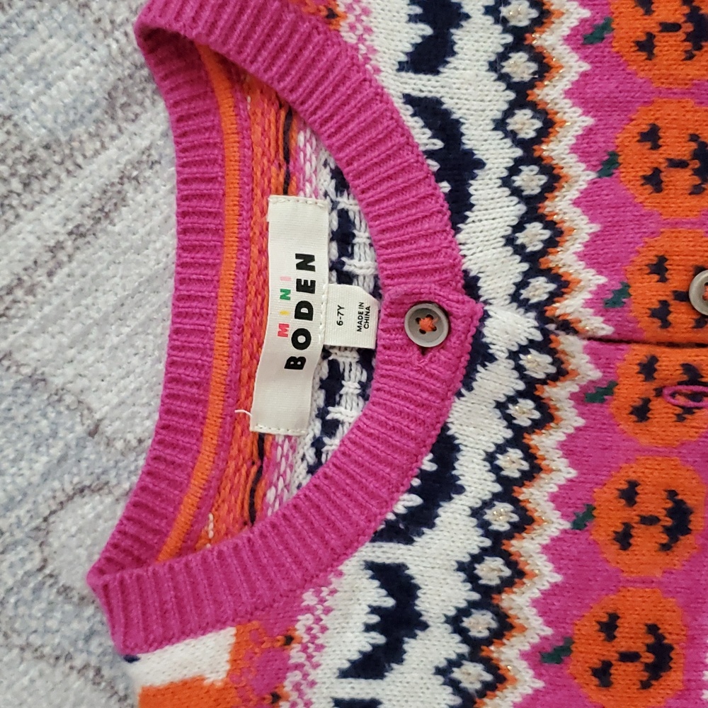 Mini Boden Girls Halloween Fair Isle Button Front Sweater Cardigan Sz6-7 - Picture 3 of 8